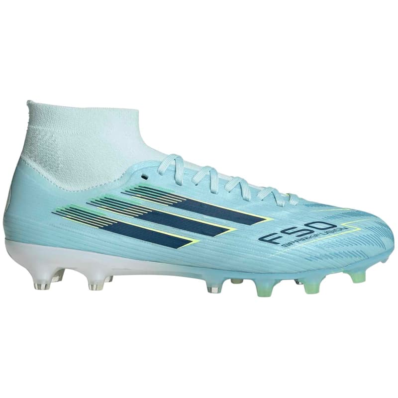 adidas f50 sparkfusion pro mid cut fg ag jr8955 - almost blue dusky petrol hi-res yellow 39